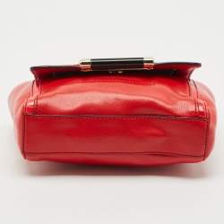 Diane Von Furstenberg Red Leather and Snakeskin Leather Mini 440 Shoulder Bag