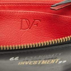 Diane Von Furstenberg Black Leather Zip Around Wallet