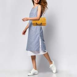 Diane Von Furstenberg Yellow Leather and Suede Harper Flap Shoulder Bag