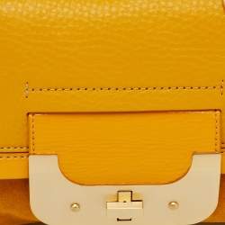 Diane Von Furstenberg Yellow Leather and Suede Harper Flap Shoulder Bag
