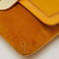 Diane Von Furstenberg Yellow Leather and Suede Harper Flap Shoulder Bag