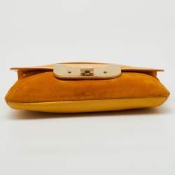 Diane Von Furstenberg Yellow Leather and Suede Harper Flap Shoulder Bag