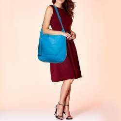 Pre Owned Diane Von Furstenberg Blue Leather Drew Bucket Tote