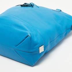 Pre Owned Diane Von Furstenberg Blue Leather Drew Bucket Tote