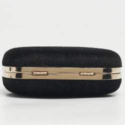 Pre Owned Diane Von Furstenberg Black Calfhair Flirty Minaudiere Chain Clutch