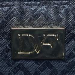 Pre Owned Diane Von Furstenberg Black Calfhair Flirty Minaudiere Chain Clutch