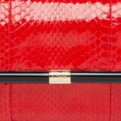 Pre Owned Diane Von Furstenberg Red Snakeskin Leather Clutch