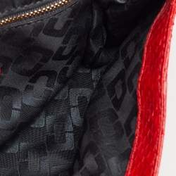 Pre Owned Diane Von Furstenberg Red Snakeskin Leather Clutch