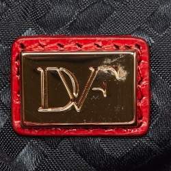 Pre Owned Diane Von Furstenberg Red Snakeskin Leather Clutch