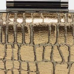 Pre Owned Diane Von Furstenberg Metallic Gold Jacquard Clutch