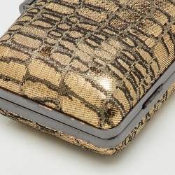 Pre Owned Diane Von Furstenberg Metallic Gold Jacquard Clutch
