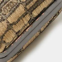 Pre Owned Diane Von Furstenberg Metallic Gold Jacquard Clutch
