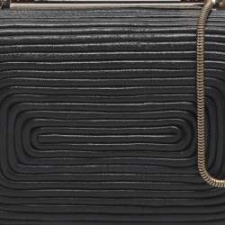 مملوكة مسبقًا Diane Von Furstenberg Tonda Black Leather Minaudière Clutch