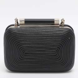 مملوكة مسبقًا Diane Von Furstenberg Tonda Black Leather Minaudière Clutch