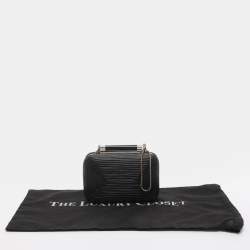 مملوكة مسبقًا Diane Von Furstenberg Tonda Black Leather Minaudière Clutch