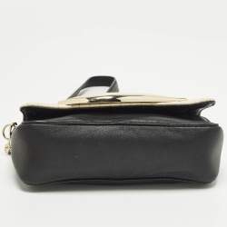 Pre Owned Diane Von Furstenberg Flirty Lips Black/Off White Quilted Leather Shoulder Bag