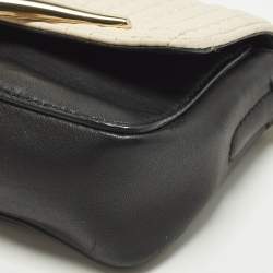 Pre Owned Diane Von Furstenberg Flirty Lips Black/Off White Quilted Leather Shoulder Bag