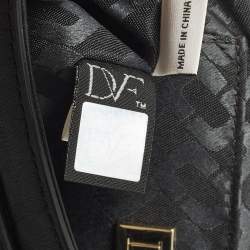 Pre Owned Diane Von Furstenberg Flirty Lips Black/Off White Quilted Leather Shoulder Bag