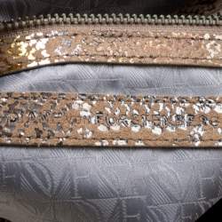 Diane Von Furstenberg Beige/Metallic Silver Suede Python Hobo