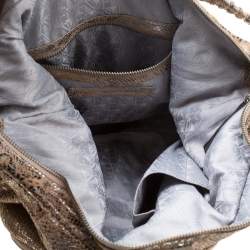 Diane Von Furstenberg Beige/Metallic Silver Suede Python Hobo