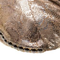Diane Von Furstenberg Beige/Metallic Silver Suede Python Hobo
