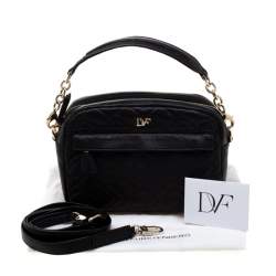 Pre Owned Diane Von Furstenberg Black Quilted Leather Milo Crossbody Bag