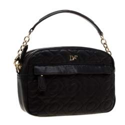Pre Owned Diane Von Furstenberg Black Quilted Leather Milo Crossbody Bag