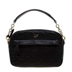 Pre Owned Diane Von Furstenberg Black Quilted Leather Milo Crossbody Bag