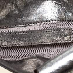 Pre Owned Diane Von Furstenberg Silver Metallic Leather Bonnie Foldover Clutch