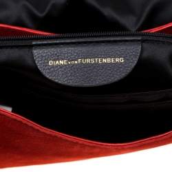 Pre Owned Diane Von Furstenberg Red Nubuck Leather Bullseye Crossbody Bag