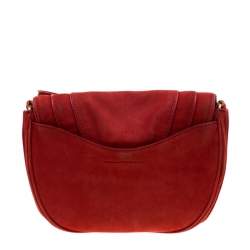 Pre Owned Diane Von Furstenberg Red Nubuck Leather Bullseye Crossbody Bag