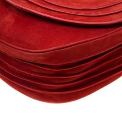 Pre Owned Diane Von Furstenberg Red Nubuck Leather Bullseye Crossbody Bag