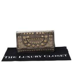 Pre Owned Diane Von Furstenberg Metallic Studded Leather Hayworth Clutch