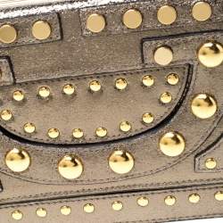 Pre Owned Diane Von Furstenberg Metallic Studded Leather Hayworth Clutch