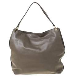 Pre Owned Diane Von Furstenberg Dark Khaki Leather Shoulder Bag