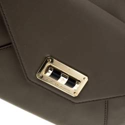 Pre Owned Diane Von Furstenberg Dark Khaki Leather Shoulder Bag