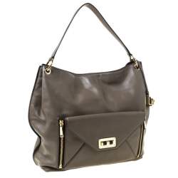 Pre Owned Diane Von Furstenberg Dark Khaki Leather Shoulder Bag