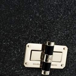 Pre Owned Diane von Furstenberg Grey Glass Beads 440 Gallery Uptown Clutch