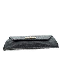 Pre Owned Diane von Furstenberg Grey Glass Beads 440 Gallery Uptown Clutch