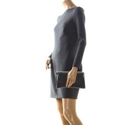 Pre Owned Diane von Furstenberg Grey Glass Beads 440 Gallery Uptown Clutch