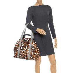 Pre Owned Diane Von Furstenberg Multicolor Patent Leather and Canvas Kaya Tote