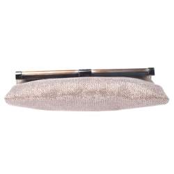 Pre Owned Diane Von Furstenberg Metallic Lame Fabric 440 Envelope Clutch