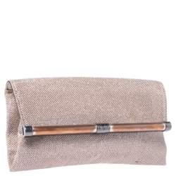 Pre Owned Diane Von Furstenberg Metallic Lame Fabric 440 Envelope Clutch