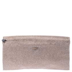 Pre Owned Diane Von Furstenberg Metallic Lame Fabric 440 Envelope Clutch