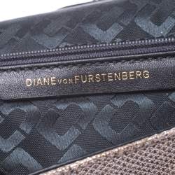 Pre Owned Diane Von Furstenberg Metallic Lame Fabric 440 Envelope Clutch