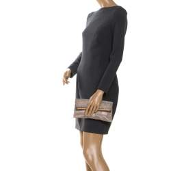Pre Owned Diane Von Furstenberg Metallic Lame Fabric 440 Envelope Clutch