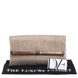 Pre Owned Diane Von Furstenberg Metallic Lame Fabric 440 Envelope Clutch