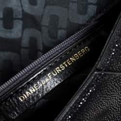 Pre Owned Diane von Furstenberg Black Leather 440 Gallery Uptown Clutch