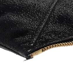 Pre Owned Diane von Furstenberg Black Leather 440 Gallery Uptown Clutch