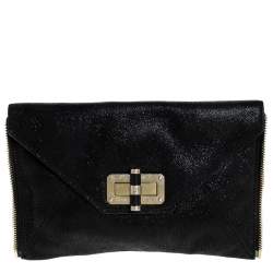 Pre Owned Diane von Furstenberg Black Leather 440 Gallery Uptown Clutch